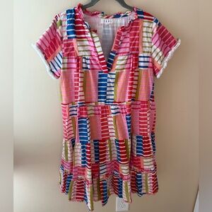 THML mini dress lined pocket small bright fun colors cotton size Small